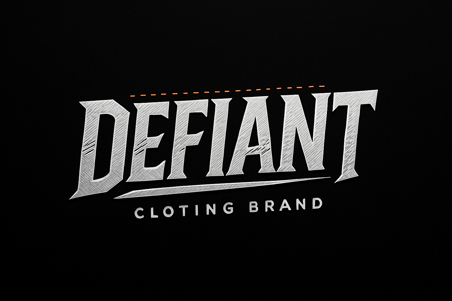 clothing brand called defiant with a black back ground